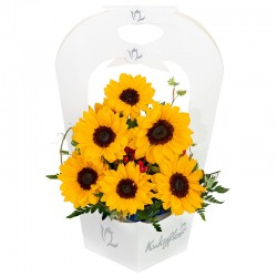 Porta Florero con 10 Girasoles