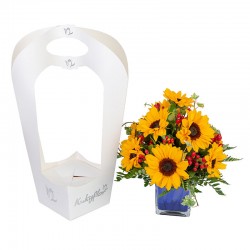 Porta Florero con 10 Girasoles