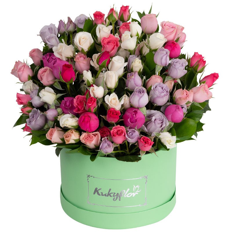 Low box with mini pastel roses