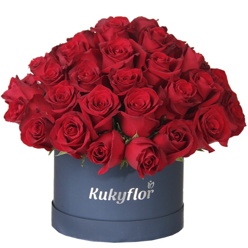 Hatbox of 36 roses