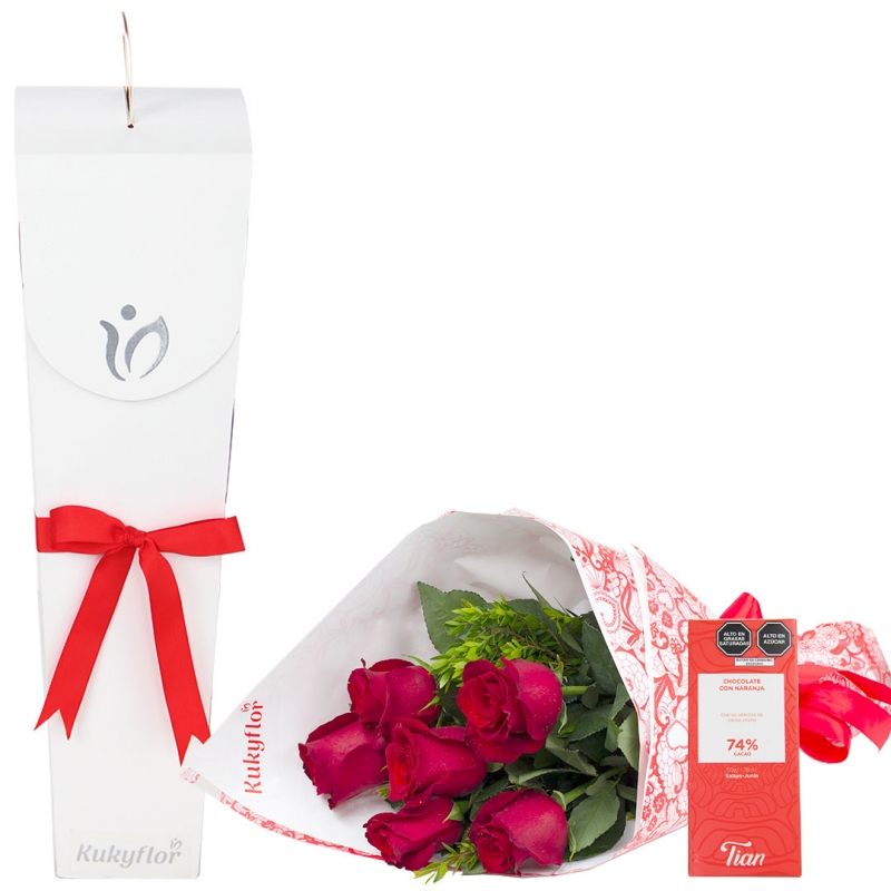 Bouquet of Roses in a Box + Chocolate |Mom| Delivery Lima and Callao