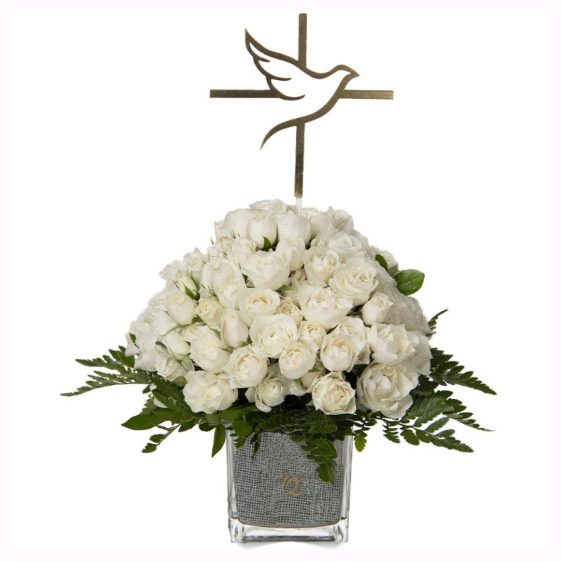 Bucket of mini white roses D