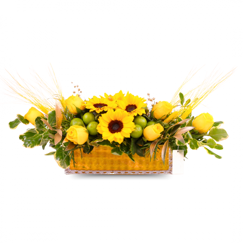 Sunflowers and lemons centerpiece