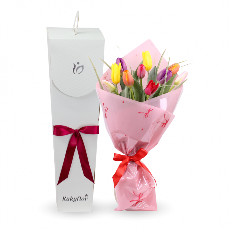 Bouquet of 10 Tulips Luxury Box