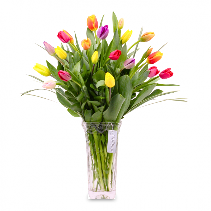 Vase 20 Multicolor Tulips